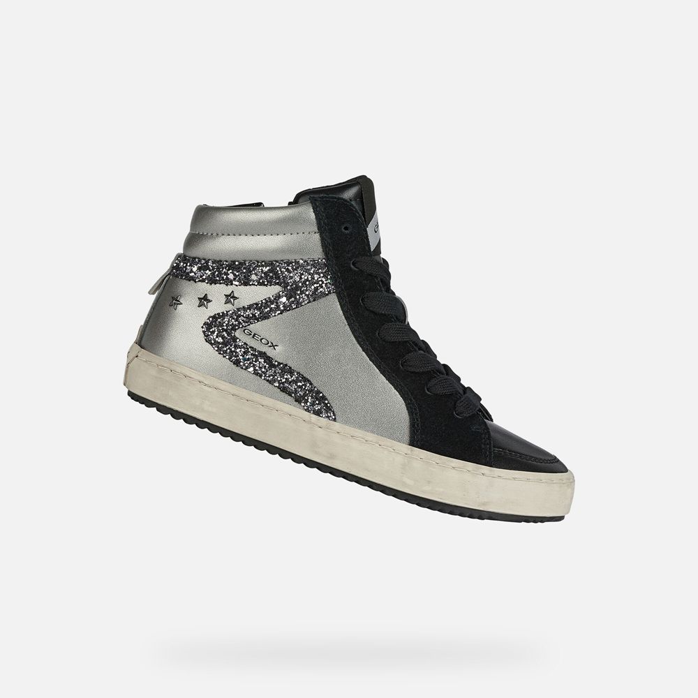 Geox Kiz Çocuk Spor Ayakkabı Koyu Gümüş/Siyah - Kalispera - TNG-672835